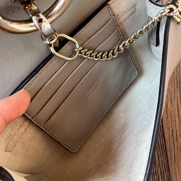 Chloe Faye Mini Chain Smooth Suede Shoulder Bag in Grey - Picture 9 of 10